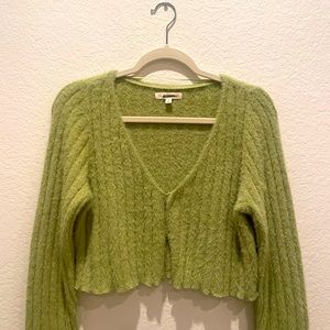 Soft fuzzy green cropped cardigan